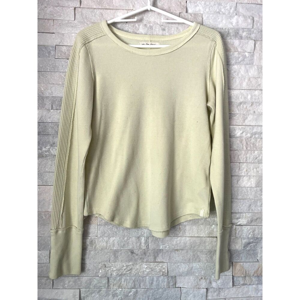 We The Free  Free People Yellow Long Sleeve Cuff Shirt Top  Women's Size Large - Picture 2 of 11